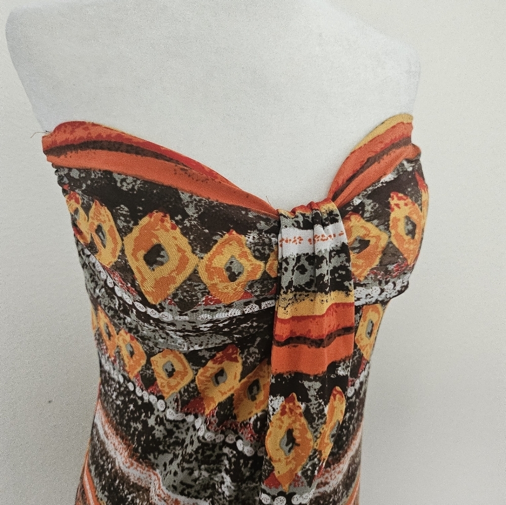 Colorful Tribal Strapless Maxi Dress Chic Casual  Size M. - Picture 9 of 9